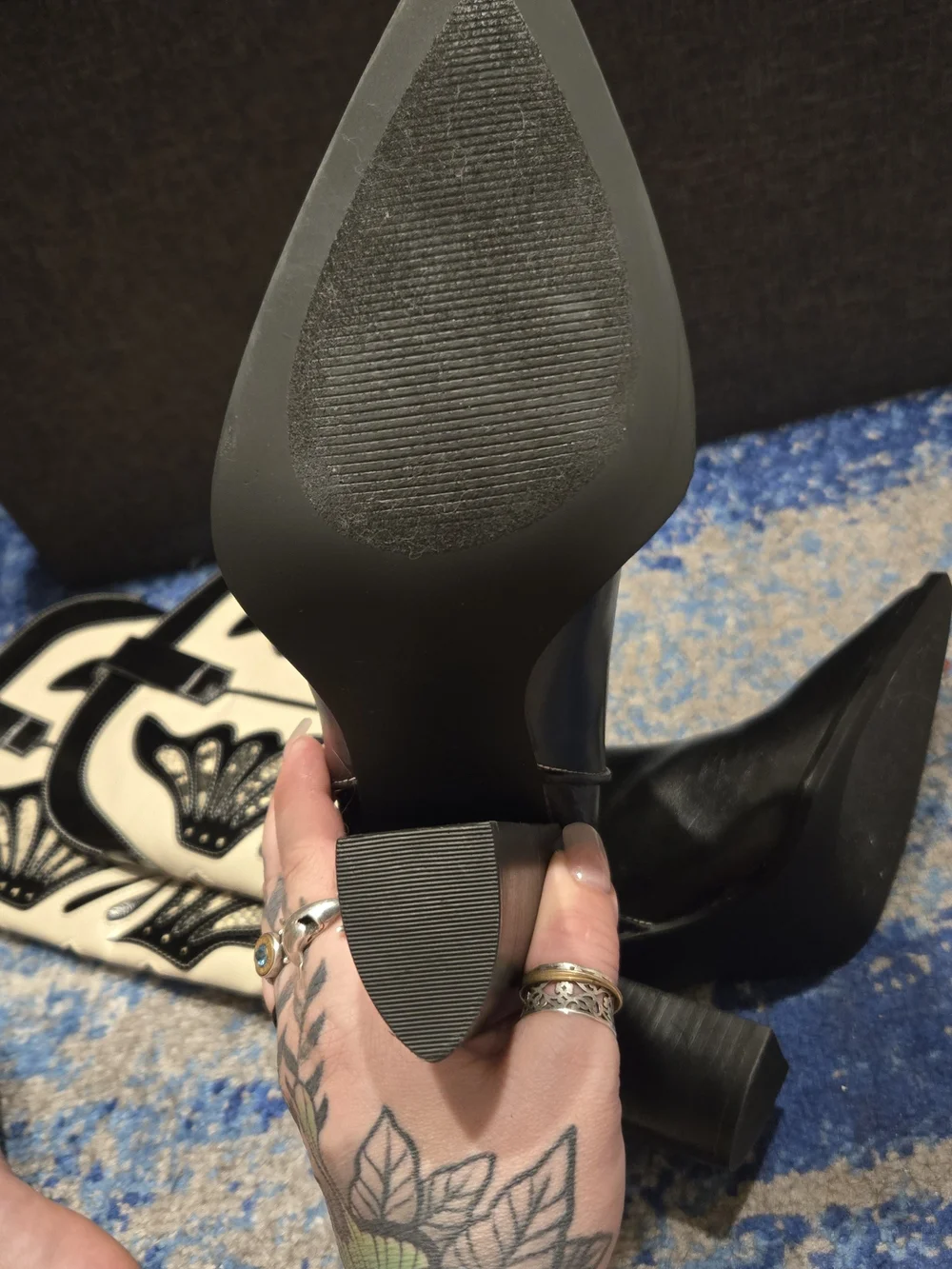 Steve Madden Kaz Black and Cream Western Tall Boots